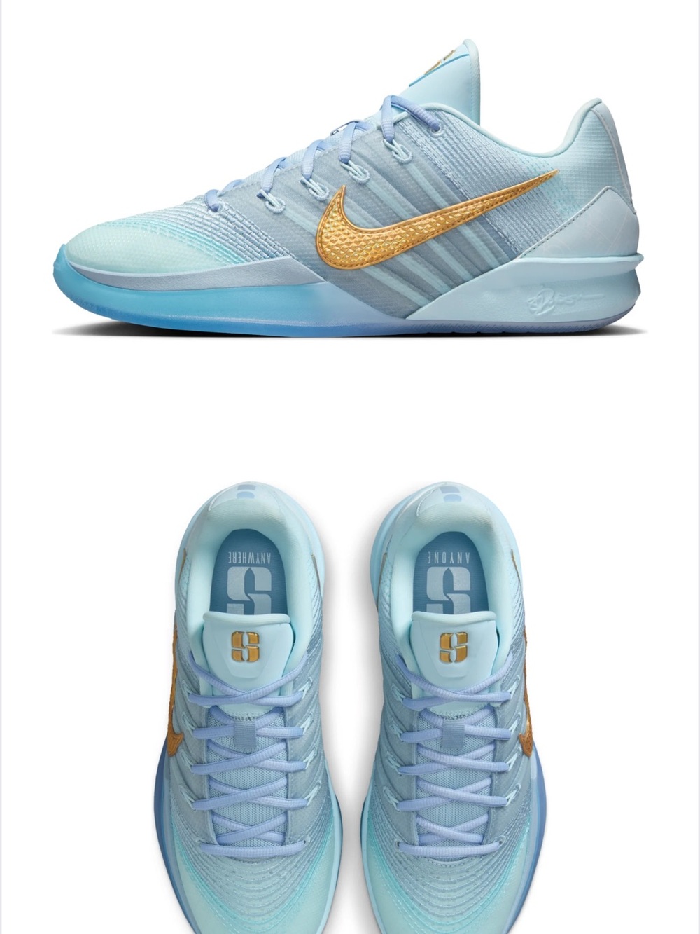Nike Mint-Tone Kids Sneakers with Iridescent Gold Swoosh